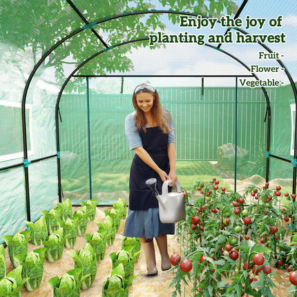 300 x 300cm Walk-In Polytunnel Greenhouse with Mesh Windows - Green
