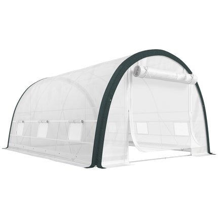 4 x 3 Metre Walk-In Polytunnel Greenhouse with Galvanised Steel Frame - White