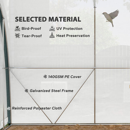 4 x 3 Metre Walk-In Polytunnel Greenhouse with Galvanised Steel Frame - White