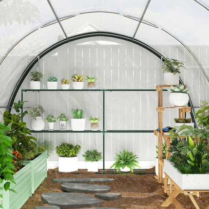 4 x 3 Metre Walk-In Polytunnel Greenhouse with Galvanised Steel Frame - White