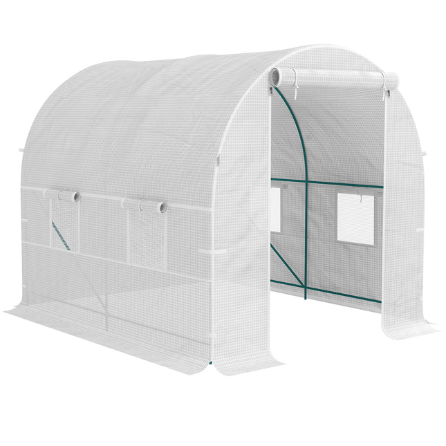 Polytunnel Greenhouse 245 x 200cm with Galvanised Steel Frame - White