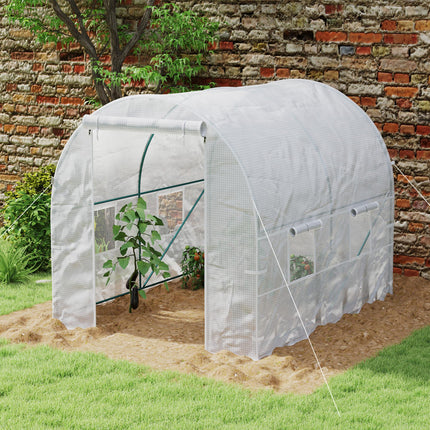 Polytunnel Greenhouse 245 x 200cm with Galvanised Steel Frame - White