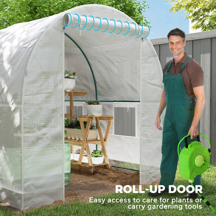 Polytunnel Greenhouse 245 x 200cm with Galvanised Steel Frame - White