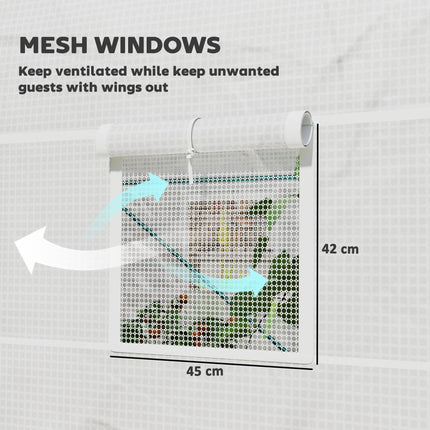 Polytunnel Greenhouse 245 x 200cm with Galvanised Steel Frame - White