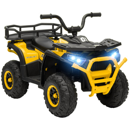 12V Kids Electric Ride-On ATV with Spring Suspension, Storage Basket, Forward & Backward - Yellow