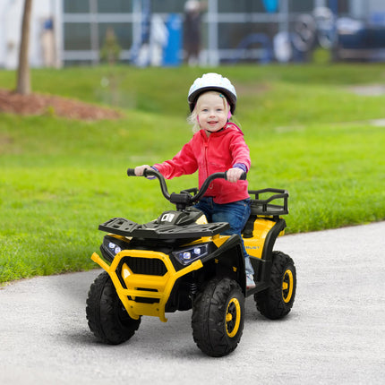 12V Kids Electric Ride-On ATV with Spring Suspension, Storage Basket, Forward & Backward - Yellow