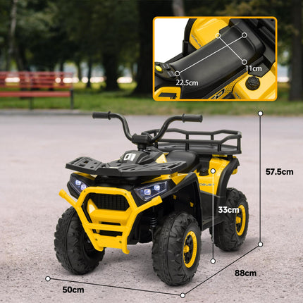 12V Kids Electric Ride-On ATV with Spring Suspension, Storage Basket, Forward & Backward - Yellow