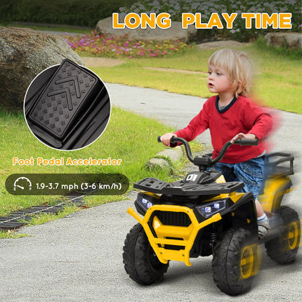 12V Kids Electric Ride-On ATV with Spring Suspension, Storage Basket, Forward & Backward - Yellow