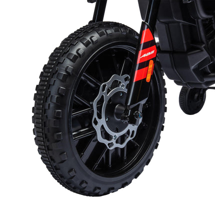 12V Aprilia Licensed Kids Motorbike with Training Wheels, LED Light, USB & Music - Red