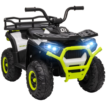 12V Kids Electric Ride-On ATV with Spring Suspension, Storage Basket, Forward & Backward - Green