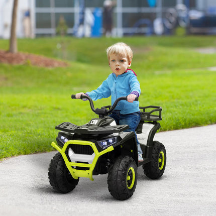 12V Kids Electric Ride-On ATV with Spring Suspension, Storage Basket, Forward & Backward - Green