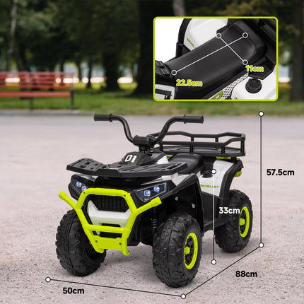 12V Kids Electric Ride-On ATV with Spring Suspension, Storage Basket, Forward & Backward - Green