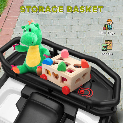 12V Kids Electric Ride-On ATV with Spring Suspension, Storage Basket, Forward & Backward - Green