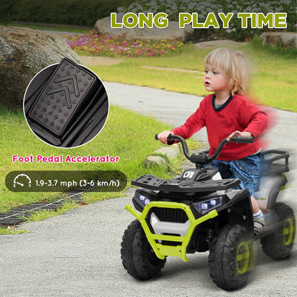 12V Kids Electric Ride-On ATV with Spring Suspension, Storage Basket, Forward & Backward - Green