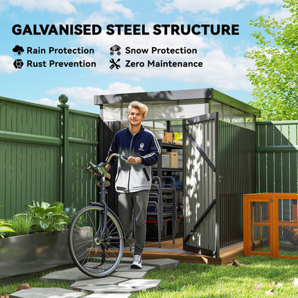 5.3 x 8.5ft Galvanised Steel Garden Shed, Metal Shed with Roof Windows, Leakage