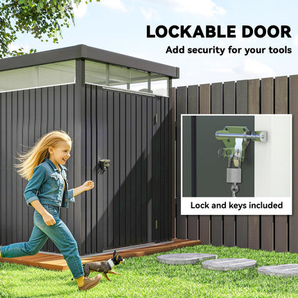 5.3 x 8.5ft Galvanised Steel Garden Shed, Metal Shed with Roof Windows, Leakage