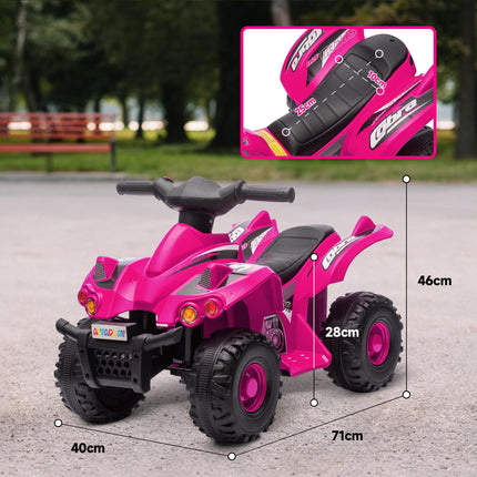 6V Kids Electric Quad Bike with Music and Forward Function for Ages 2-6 - Pink