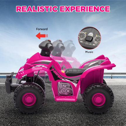 6V Kids Electric Quad Bike with Music and Forward Function for Ages 2-6 - Pink