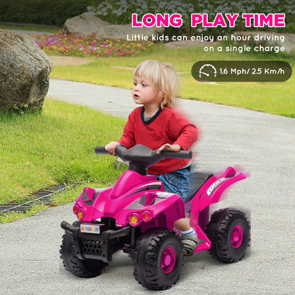 6V Kids Electric Quad Bike with Music and Forward Function for Ages 2-6 - Pink