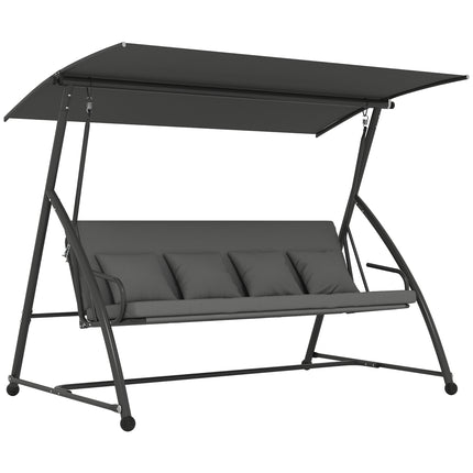 Outdoor 2-in-1 Swing Chair Lounger 3 Seater Garden Swing Seat Bed Convertible Ti