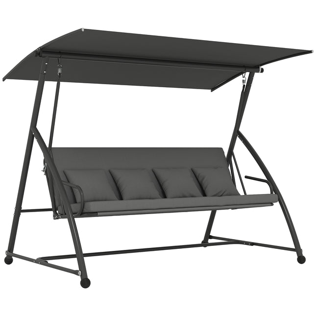 Outdoor 2-in-1 Swing Chair Lounger 3 Seater Garden Swing Seat Bed Convertible Ti