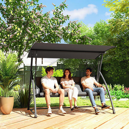 Outdoor 2-in-1 Swing Chair Lounger 3 Seater Garden Swing Seat Bed Convertible Ti