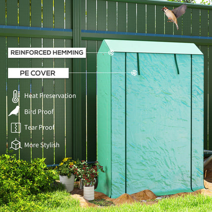Three Shelf Steel Frame Greenhouse with Reinforced Plastic Cover 100x40x150cm - Green