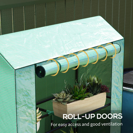Three Shelf Steel Frame Greenhouse with Reinforced Plastic Cover 100x40x150cm - Green