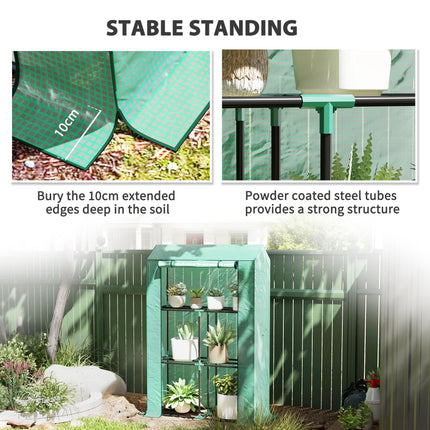 Three Shelf Steel Frame Greenhouse with Reinforced Plastic Cover 100x40x150cm - Green