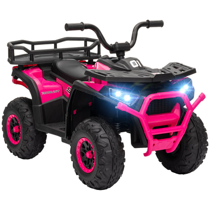 12V Kids Electric Ride-On ATV with Spring Suspension, Storage Basket, Forward & Reverse - Pink