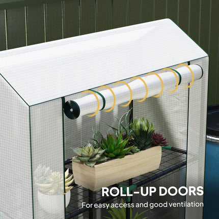 40 x 100cm Three Shelf Steel Frame Greenhouse with UV Protection - White