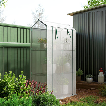 40 x 100cm Three Shelf Steel Frame Greenhouse with UV Protection - White
