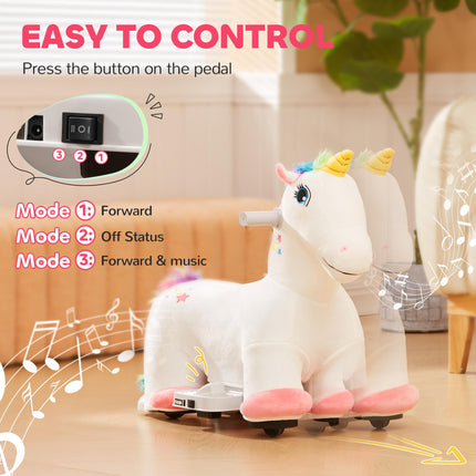 6V Electric Ride on Unicorn, Battery Powered Kids Ride on Animal Toy with Music,