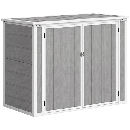 Double Bin Garden Storage Shed with Lockable Doors for 240L Bins - Grey