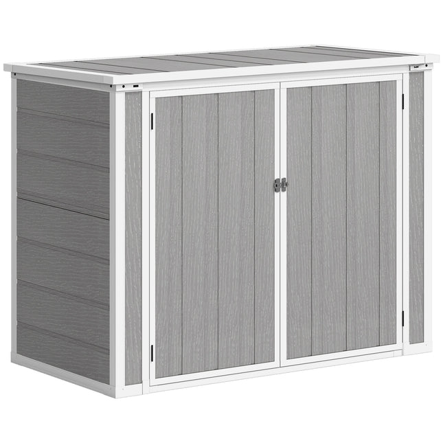 Double Bin Garden Storage Shed with Lockable Doors for 240L Bins - Grey