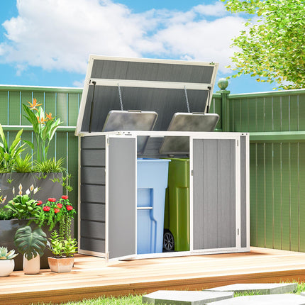 Double Bin Garden Storage Shed with Lockable Doors for 240L Bins - Grey