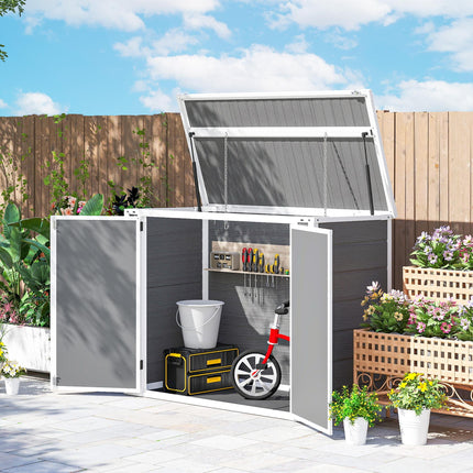 Double Bin Garden Storage Shed with Lockable Doors for 240L Bins - Grey