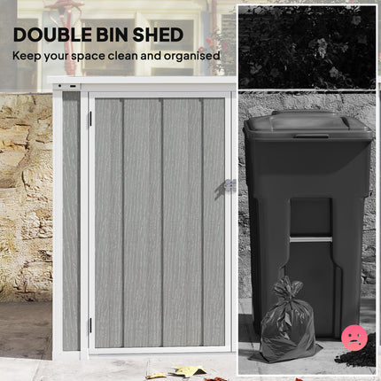 Double Bin Garden Storage Shed with Lockable Doors for 240L Bins - Grey