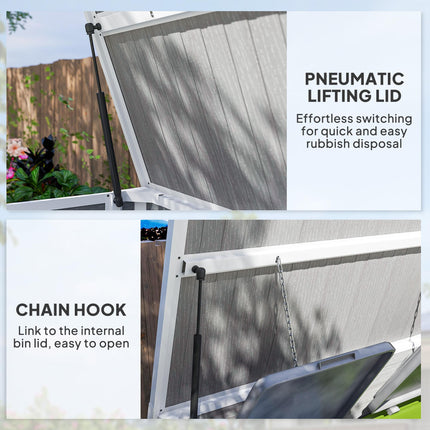 Double Bin Garden Storage Shed with Lockable Doors for 240L Bins - Grey