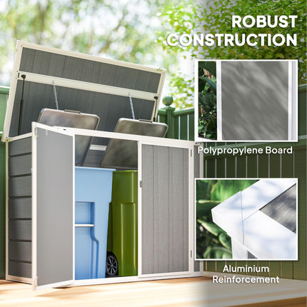 Double Bin Garden Storage Shed with Lockable Doors for 240L Bins - Grey