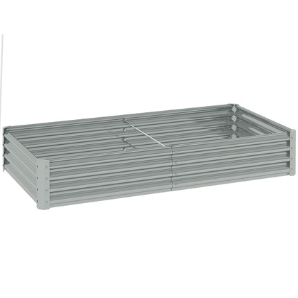 180cm Galvanised Steel Open Planter with Rust-Resistant Powder Coating - Silver Grey