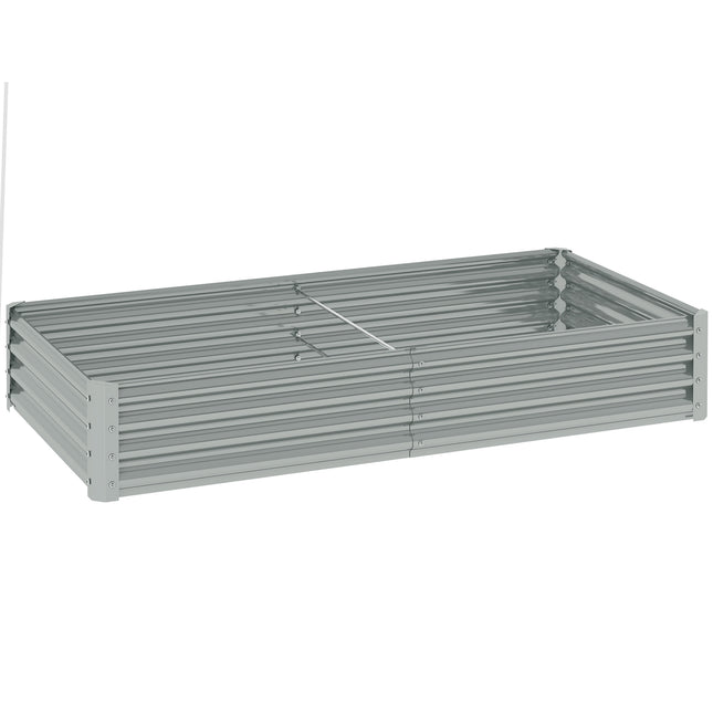 180cm Galvanised Steel Open Planter with Rust-Resistant Powder Coating - Silver Grey