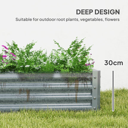 180cm Galvanised Steel Open Planter with Rust-Resistant Powder Coating - Silver Grey