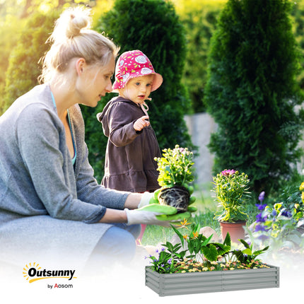 180cm Galvanised Steel Open Planter with Rust-Resistant Powder Coating - Silver Grey