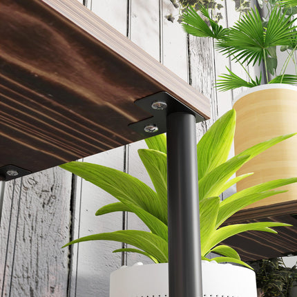 Four-Tier Wooden Plant Stand with Six Shelves and Metal Frame - Black Carbonised Finish