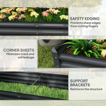 180 x 90cm Galvanised Steel Open Planter - 84H-211V00CG