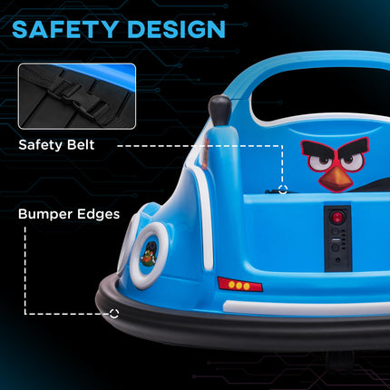 Angry Bird Licensed Waltzer Car, 12V Kids Bumper Car w/ Joysticks, Remote, Music