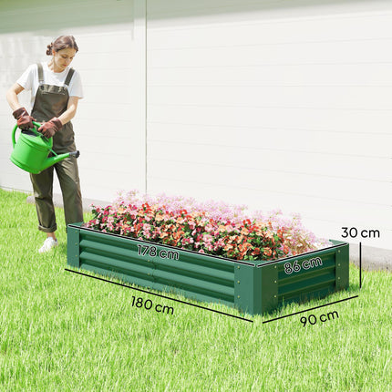 Galvanised Steel 180 x 90cm Vegetable Planter with Rust Resistance - Green
