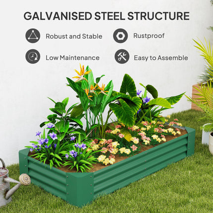 Galvanised Steel 180 x 90cm Vegetable Planter with Rust Resistance - Green