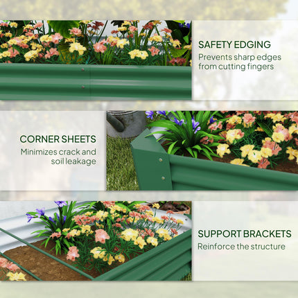 Galvanised Steel 180 x 90cm Vegetable Planter with Rust Resistance - Green